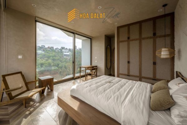 Phòng ngủ phong cách wabi sabi ở villa HDL 02